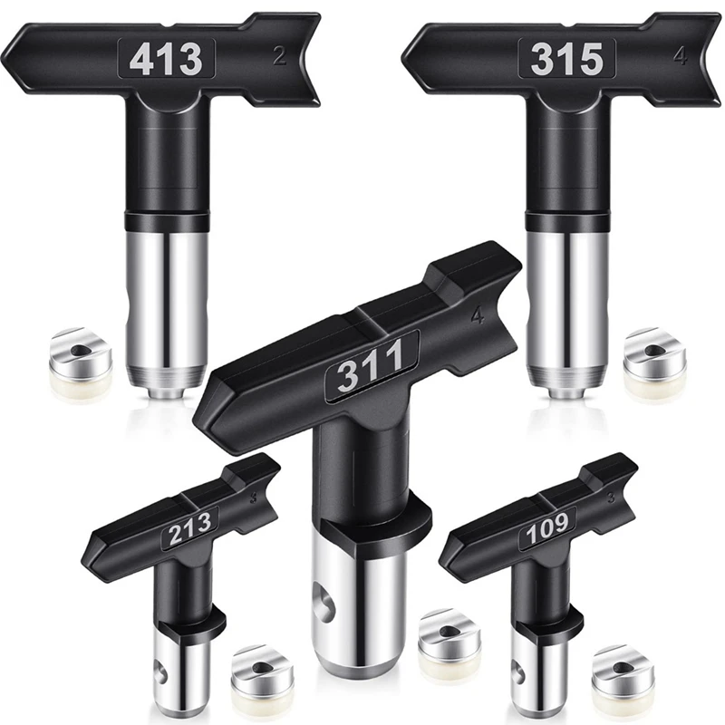

5 Pieces Spray Tips Reversible Spray Tip Airless Spray Nozzles For Airless Spraying Machine (109, 213, 311, 315, 413)