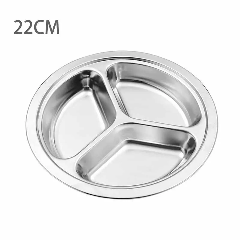 

Stainless Steel Round Serving Tray Divided Dinner Plates For Food Home Dinnerware Divided Lunch Dishes Container 3/4/5/6 Section