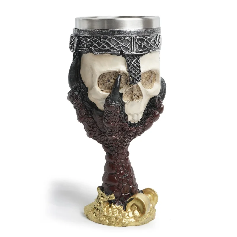 

Skull Wine Glass Resin Skull Cup Personality Tableware Decoration Eagle Claw Skull Wine Glass Stainless Steel Liner