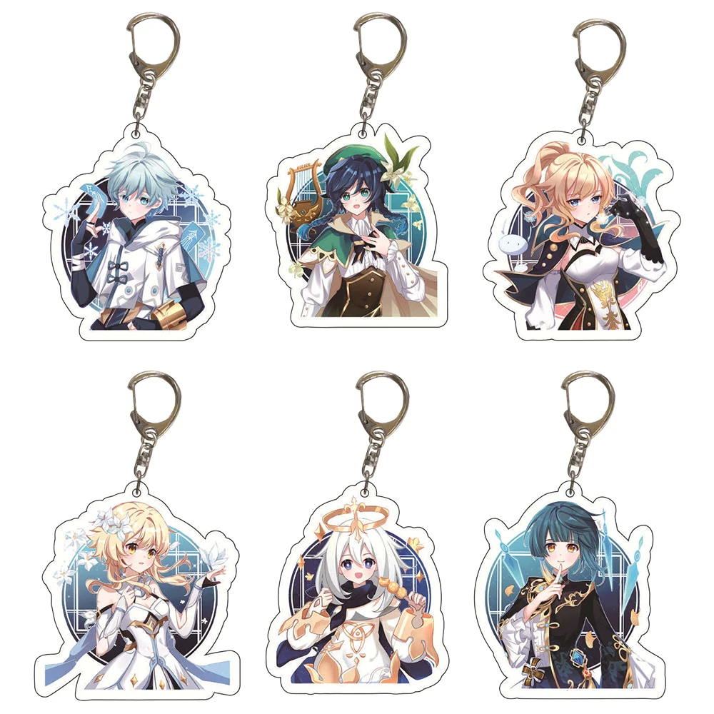 

Cute Genshin Impact Game Character Acrylic Keychain SAYU Yoimiya Kazuha Kamisato Ayaka Rosaria Figures Pendant Keyring Ornament