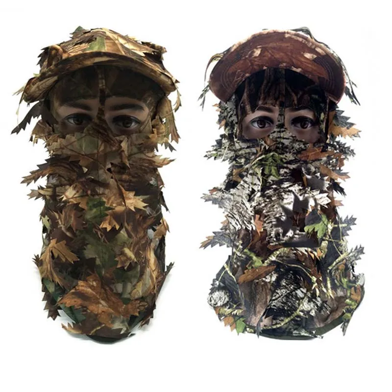 Outdoor Camouflage Hat Mask Tactical Hunting Camping Hiking 3D Leaf Jungle Camouflage Hat