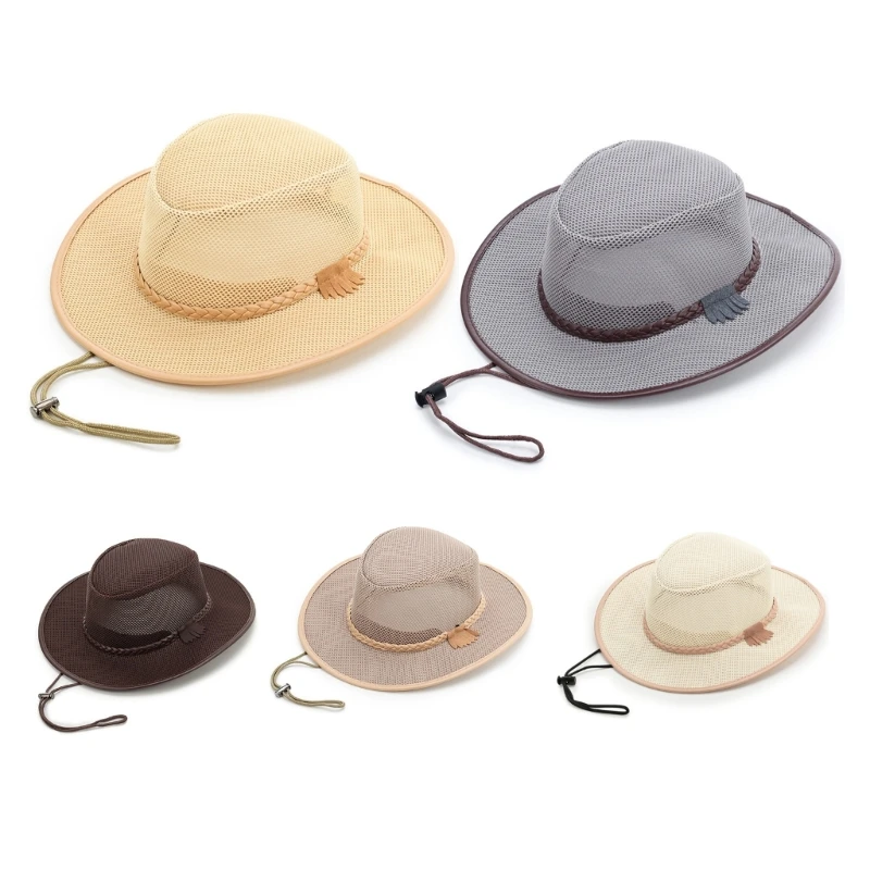 Мужская сетчатая шляпа с ковбойской шляпой мужская и женская соломенная