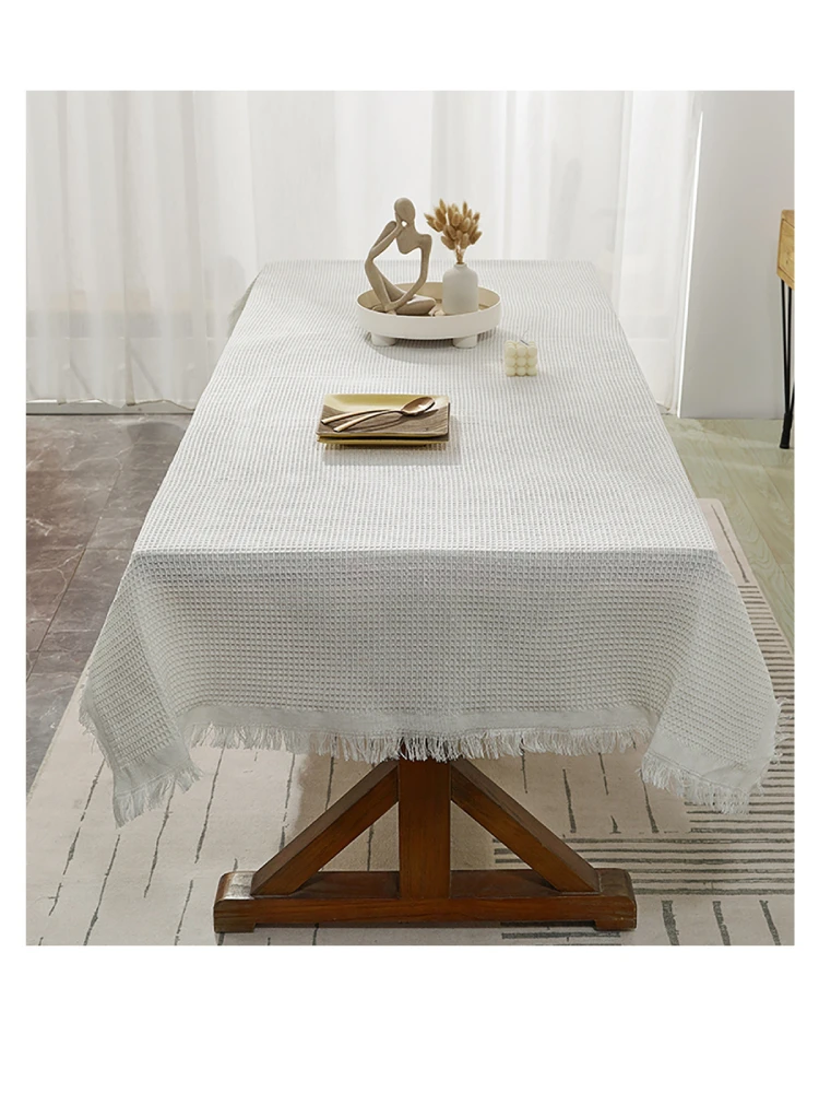Japanese Cotton Linen Tablecloth ins wind French waffle Vintage table cloth dust cover towel tea table tablecloth sofa towel