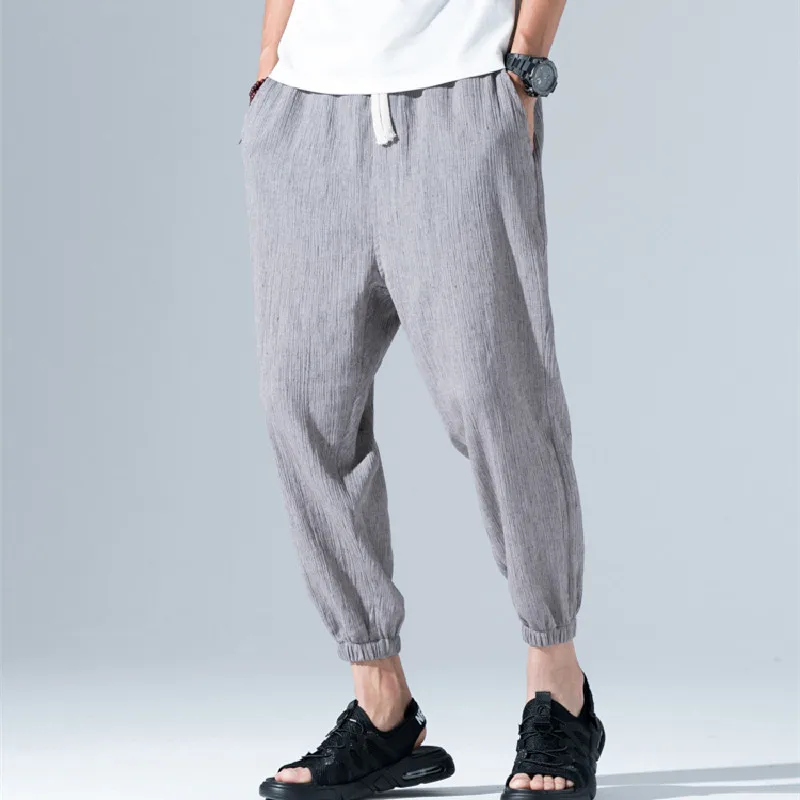

Cotton and Linen Casual Harem Pants Men's Jogging Pants Harajuku Clothing Quick-drying Large Size Loose Leggings Street Style