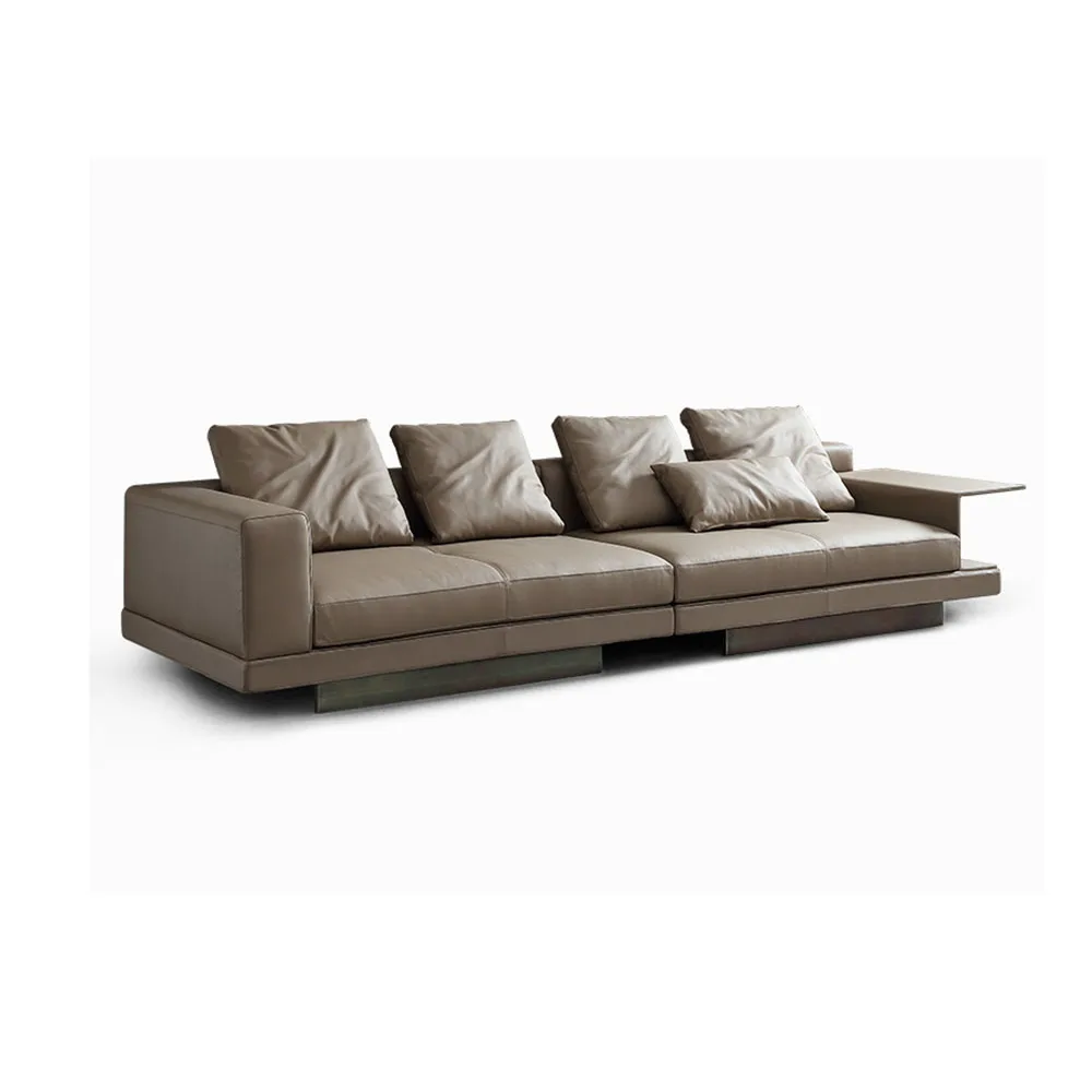 

Leather Sofa Modern Simplicity A Living Room Light Luxury Large-Sized Apartment Furniture Northern Europe
