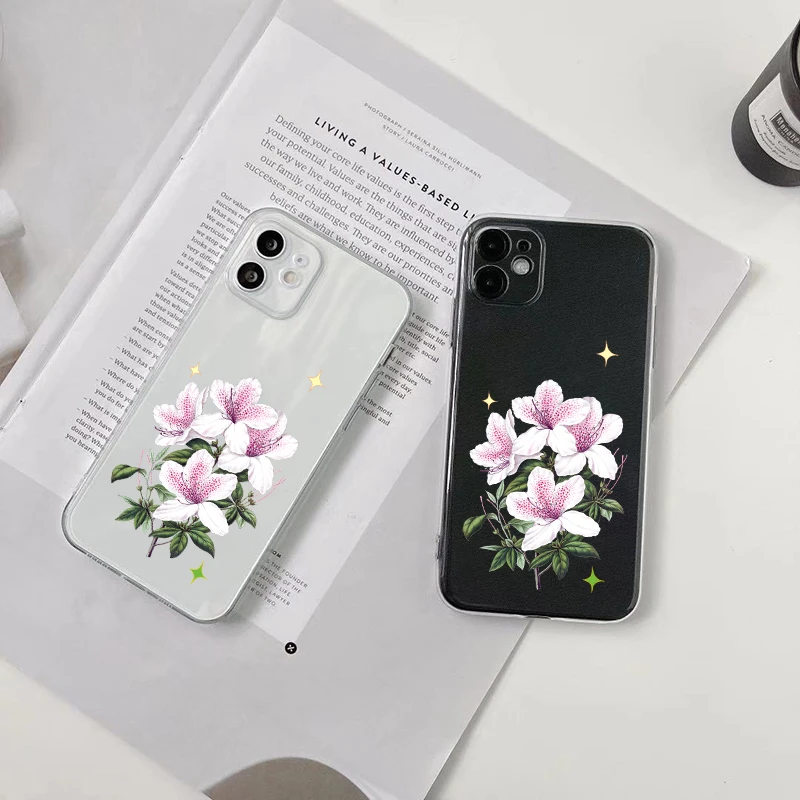 

Floral Pattern Phone Case，For IPhone11 12 13 14 Pro Max 7 8 Plus X Xr Xs Mini Cases, Shockproof Slim Transparent Cover
