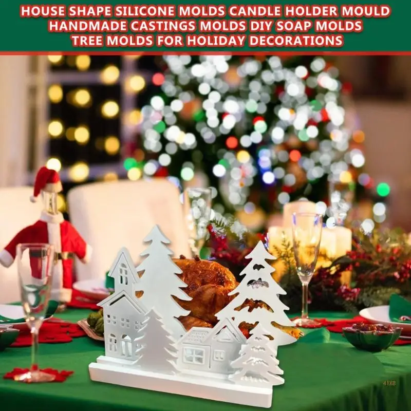 41XB силиконовые формы в форме дома форма для подсвечника литья ручной работы мыла