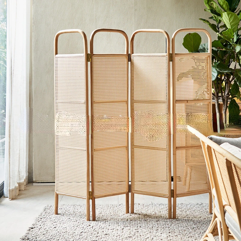 

The product can be customized. Modern, simple and creative home living room rattan folding screen decorative partition