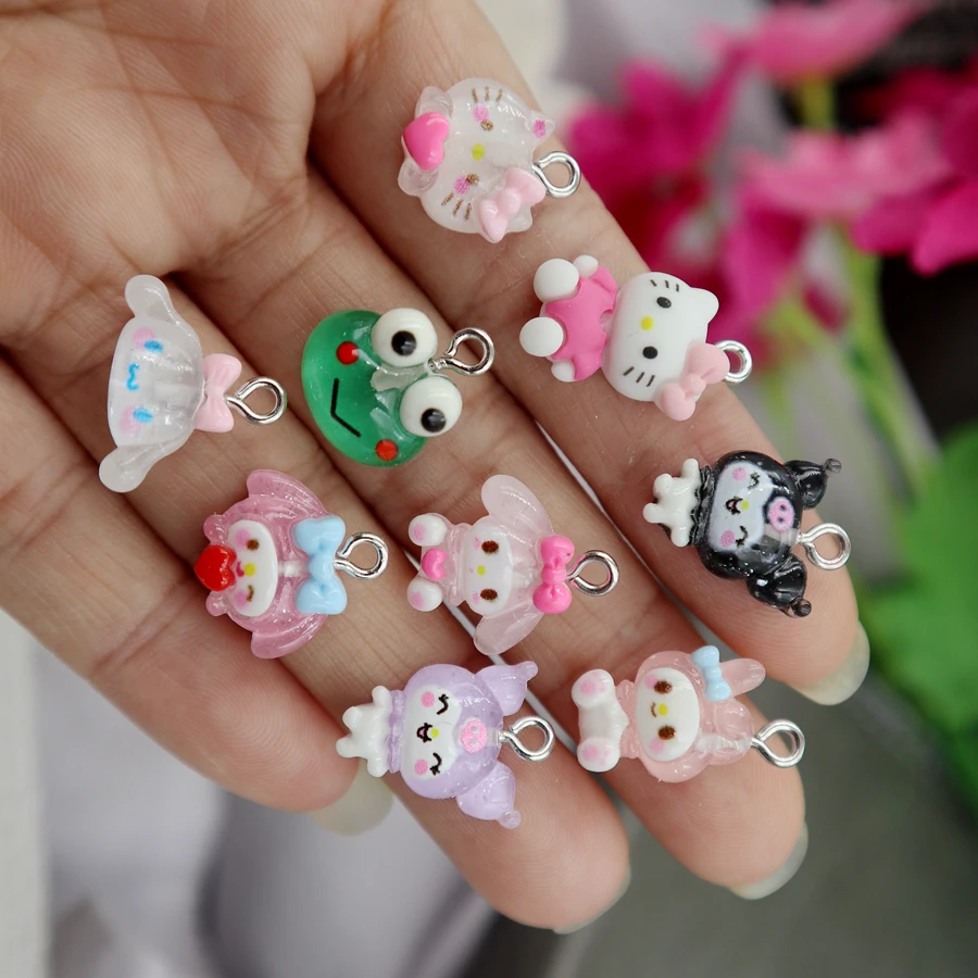 Мини-кавайный мультяшный кулон из смолы с изображением животных котенок кошка