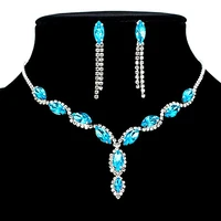 cz diamond sapphire collar necklace stud earrings twisty wedding bridal jewelry sets colorbluepink