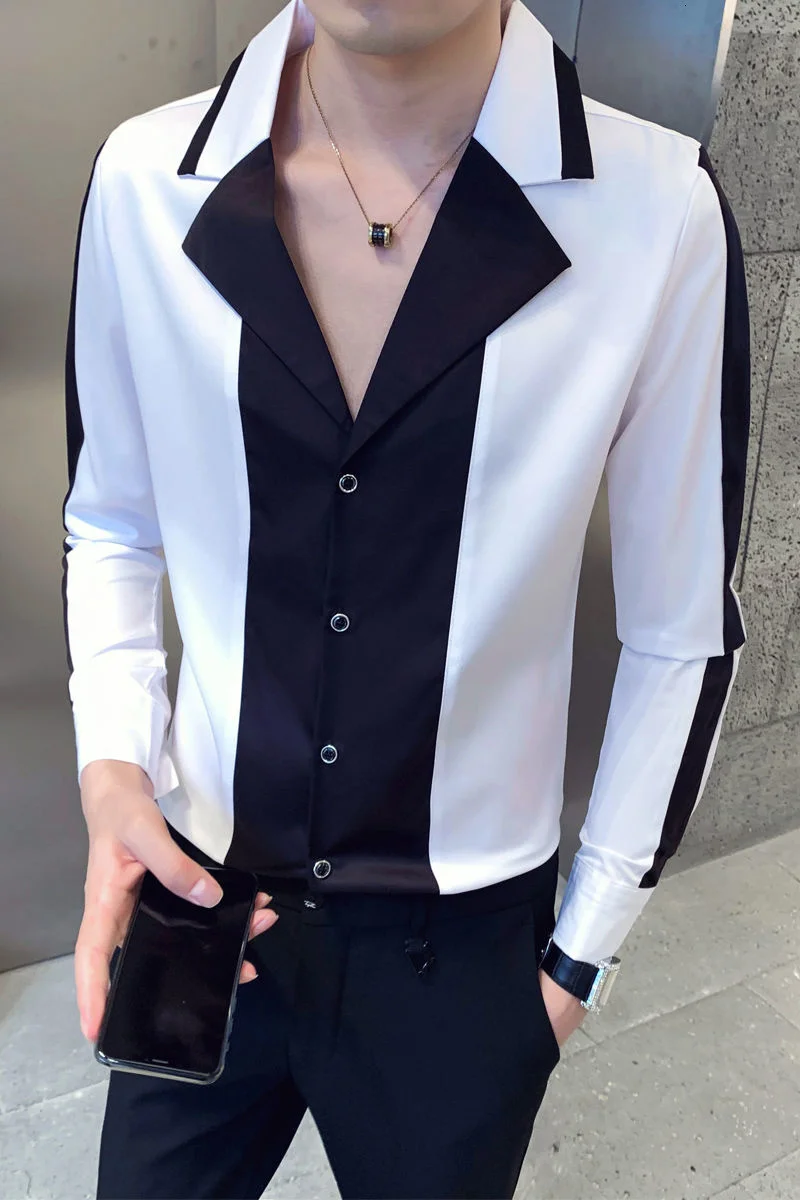 Рубашка мужская с цветочным принтом черная/белая 2020 | Мужская одежда