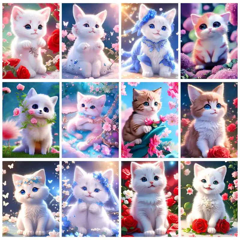 

CHENISTORY Diy Painting By Numbers On Canvas Decorative Paintings Cartoon Cat Artwork Animal Diy Gift Handpainted For Kids Adult