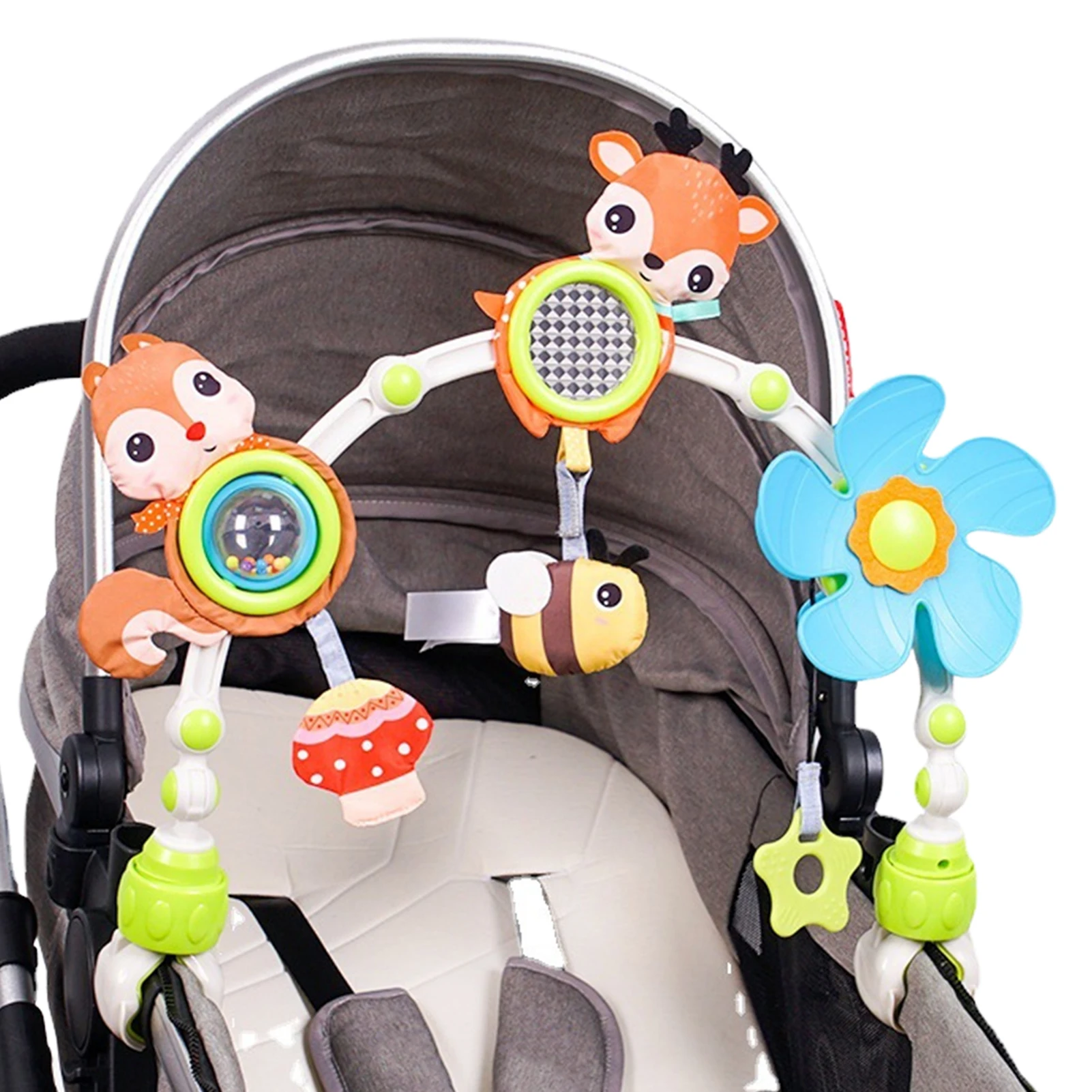 

Stroller Toys Stroller Arch Clip On Crib Carseat Toys Baby Toys 6 To 12 Months Animal Theme Arch-Shaped Cute Stroller Newborn To