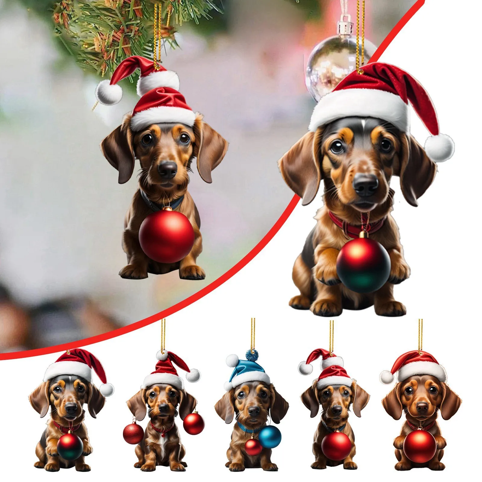

2023 милая собака, детская мультяшная Рождественская елка, кулон, 2D украшения, кукла, подарок, брелок, автомобильное подвесное украшение, домашний Рождественский вечерние, Декор