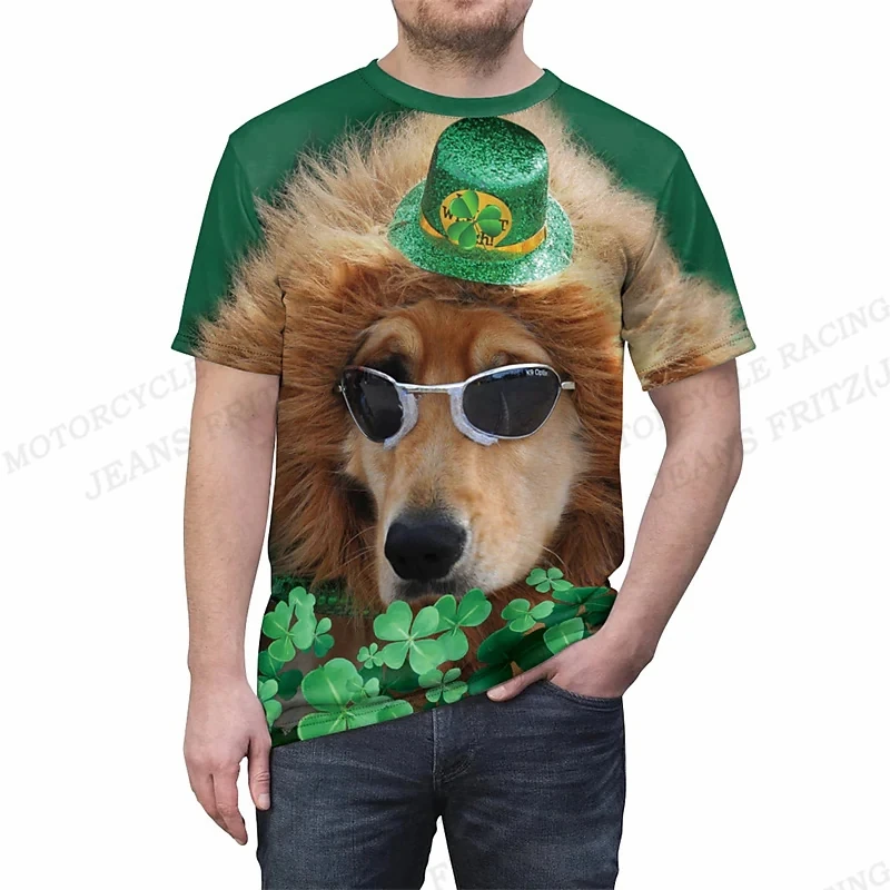

Women's T-shirt Clover 3d Print T-shirts Men Women Fashion St. Patrick's Day T-shirt Short Sleeve Tops Tees Dog T Shirt Summer
