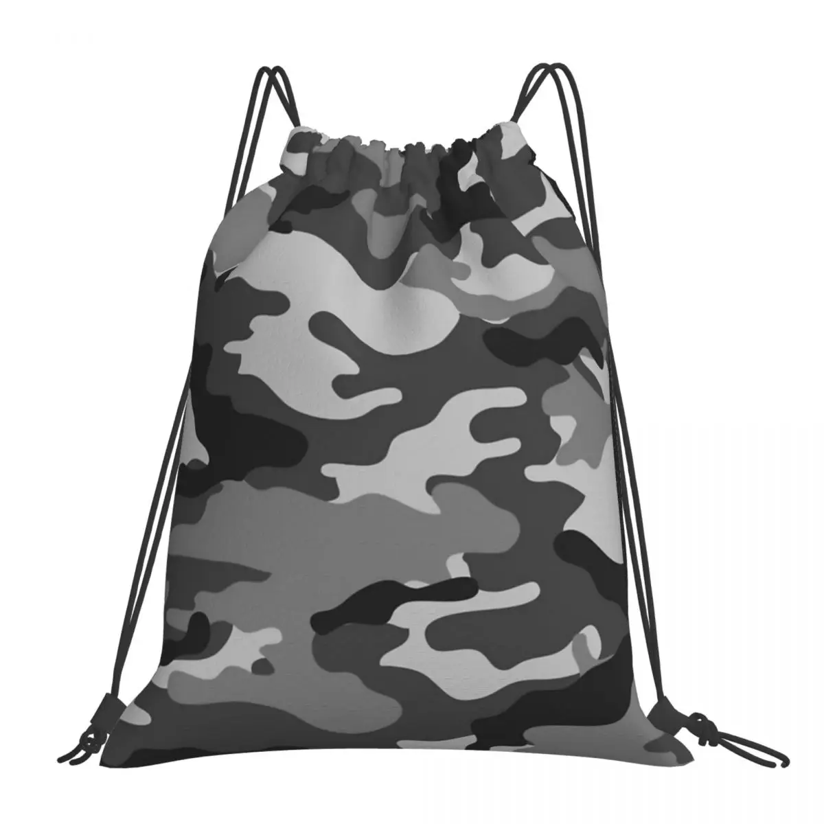 

Gray Military Camouflage Pattern Backpack Drawstring Bags Portable Backpacks Drawstring Bundle Pocket Storage Bag Book Bags