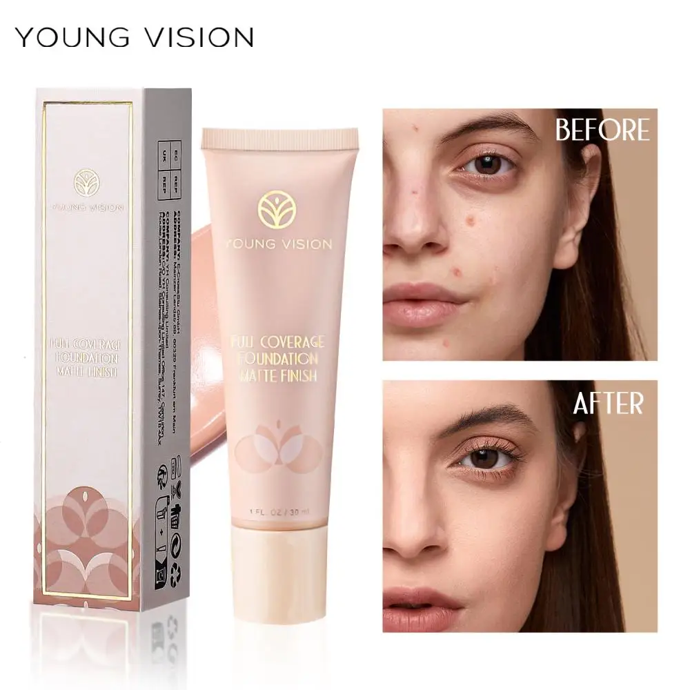 

Cover Acne Matte Liquid Foundation Lasting Whitening Spots Makeup Concealer Brighten Skin Tone Foundation Concealer Face Makeup