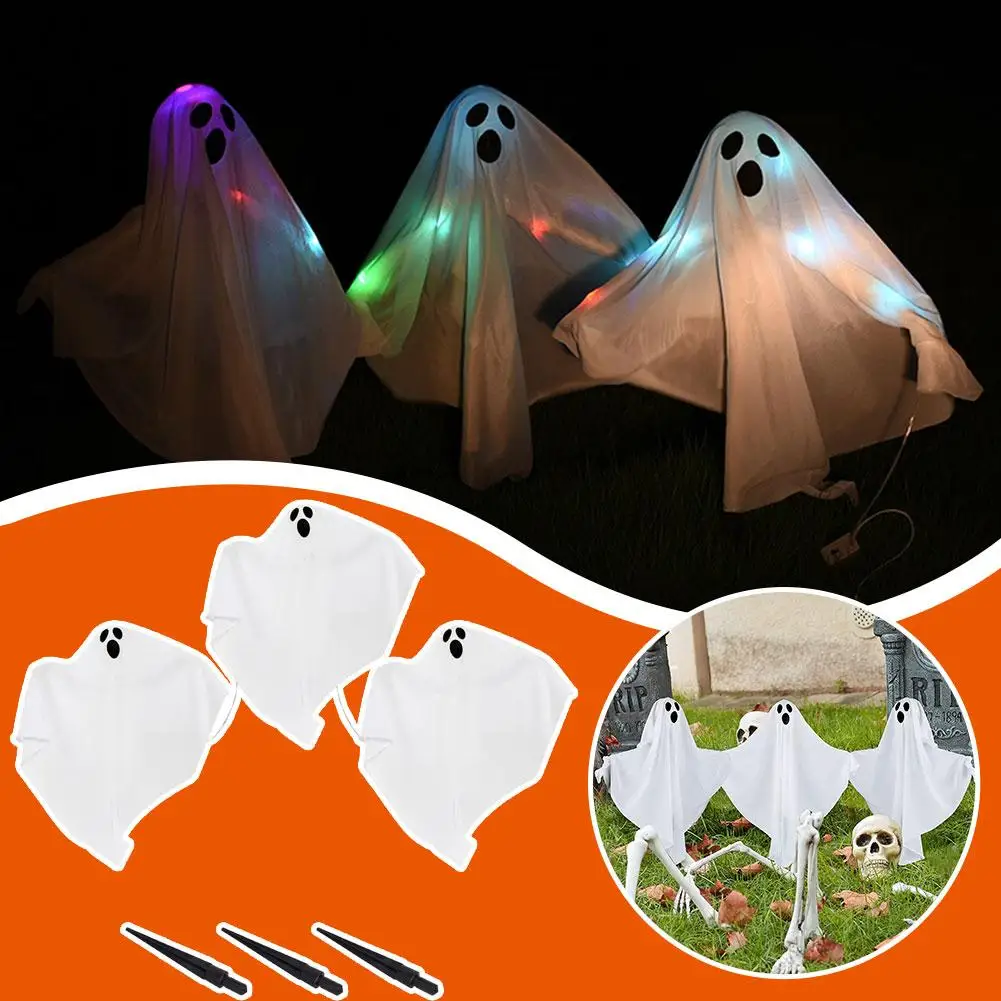 

Halloween Ghost Passage Stake Light 3-piece White Cloth Decorative Festival Atmosphere Ghost Strip Decoration A Terrifying N6D7