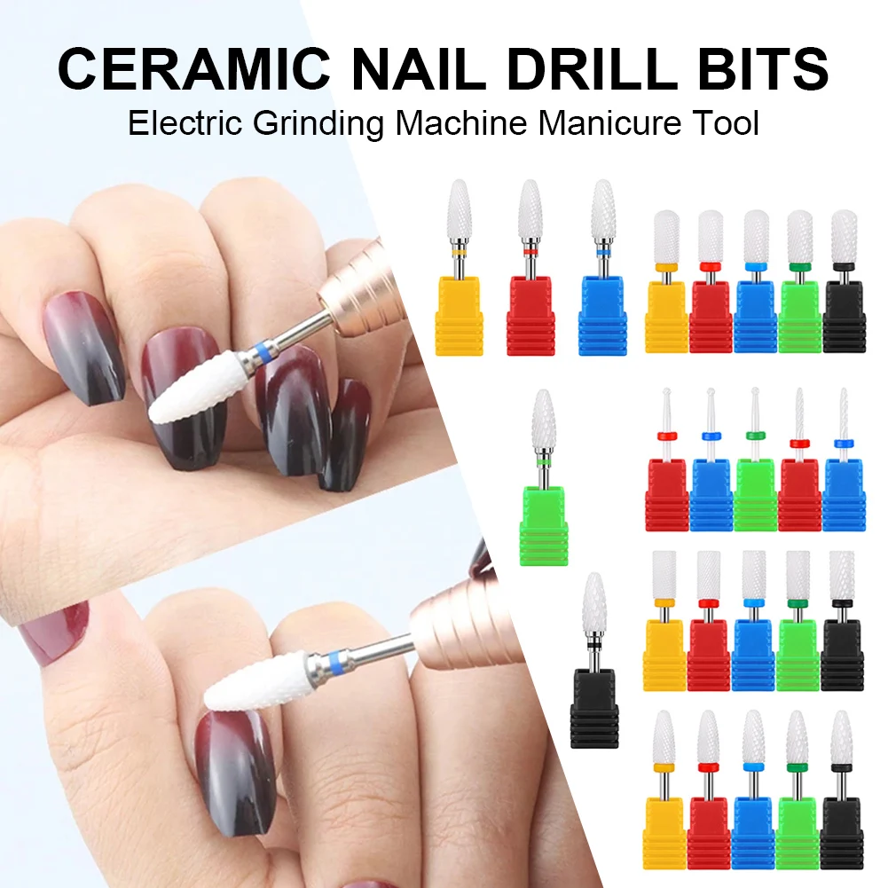 

Ceramic Nail Drill Bits Gel Polish Remover Nail Polishing Trimming Head For Electric Grinding Machine Manicure for Nail Tool