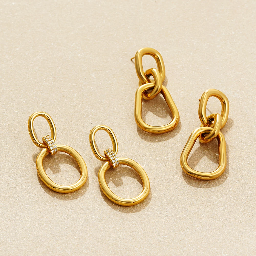 Винтажные соединяющие круглые серьги-подвески золотого цвета для женщин фианиты