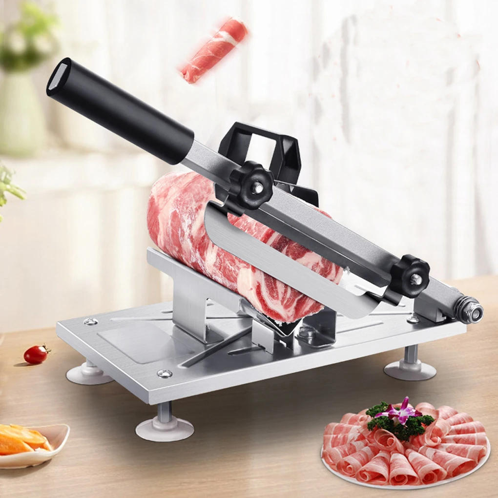 

Home Kitchen Frozen Meat Slicer Manual Stainless Steel Lamb Beef Cutter Slicing Machine Automatic Meat Delivery Nonslip Handle