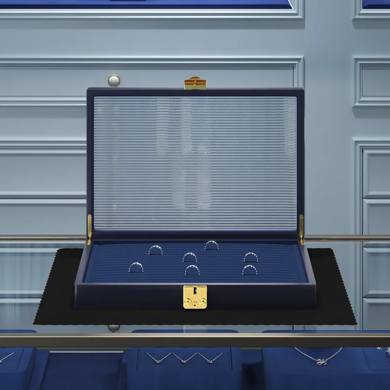 Oirlv Коробка для хранения ювелирных изделий Органайзеры Синее кожаное кольцо