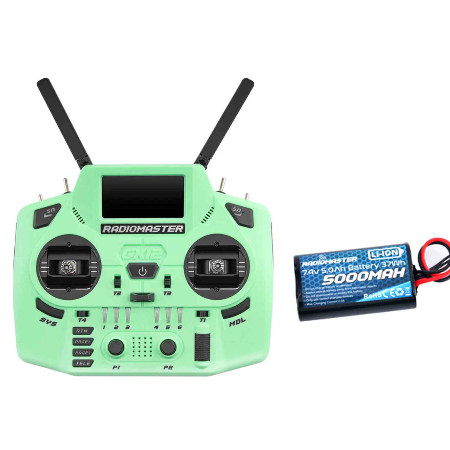 Radiomaster GX12 Crush Mint Mist Dual-Band ELRS + 5000mAh 2S battery