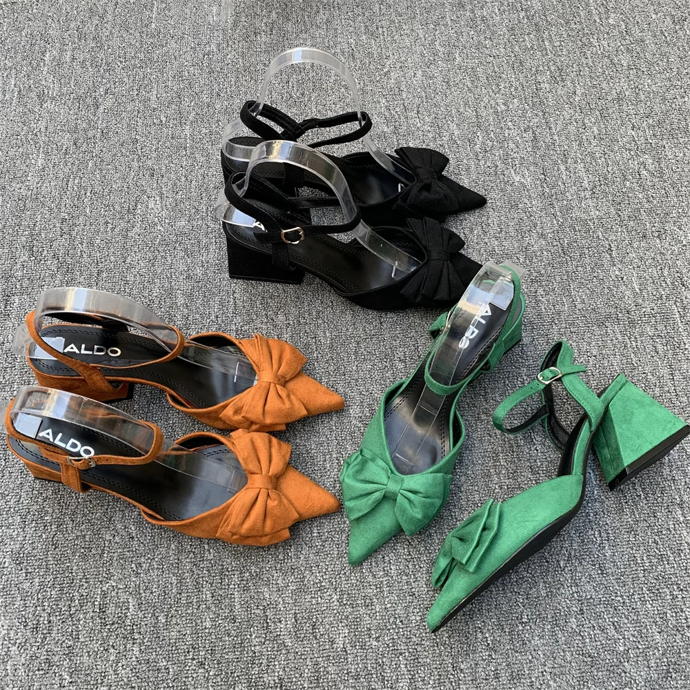 

Туфли с бантом женские, роскошные босоножки, подходящие ко всему, каблук с пряжкой и ремешком, модные черные, бежевые, большие размеры, весна-лето 2023