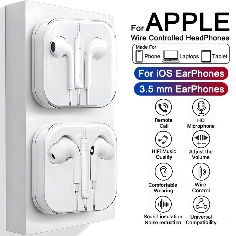 Para Apple iPad portátiles Tablet auriculares para iPhone 16 15 14 13 12 11 pro Max auriculares x XS 7 8 más 3,5mm estéreo auriculares con cable