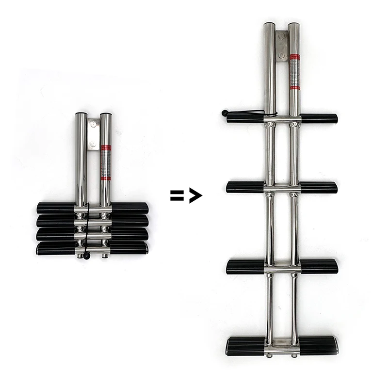 4-ступенчатая складная лестница Winibo из нержавеющей стали с резиновыми захватами