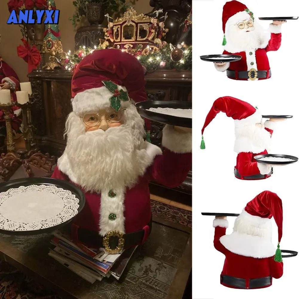 

Рождественская тарелка с изображением Санта-Клауса, снеговика, украшения для закусок, украшение для стола, тарелка с фруктами, украшения, статуя из смолы 2023