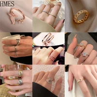punk rings ladies fashion irregular finger thin ring geometric gift 2022 women knuckle zirconia engagement wedding jewelry party