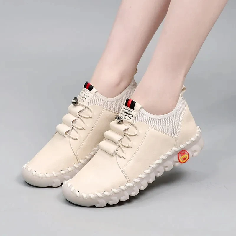 Luxury Thick Cushion Sole Sneakers Women Pleated Oxford Flats 2023 Platform Casual Loafers Women Leather Soft Sole Moccasins
