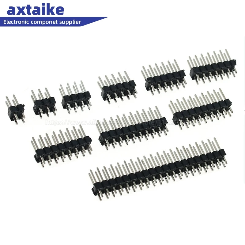 

50PCS 2-40P 2.54mm Double row Male PCB Board Pin Header Connector Strip Pinheader 2p 3p 4p 5p 6p 7p 8p 9p 10p 12p 16p 20p 40Pin