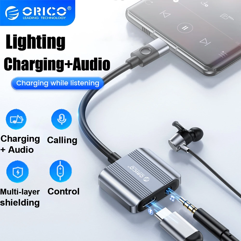 Адаптер для наушников ORICO с разъемом USB Type-C 3,5 и штекером 3,5 мм