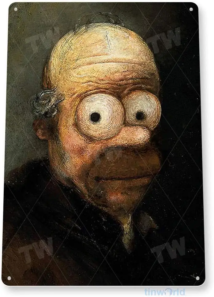 Tinworld Оловянная вывеска Гомер Мультяшная картина Портрет Фото Металлический знак