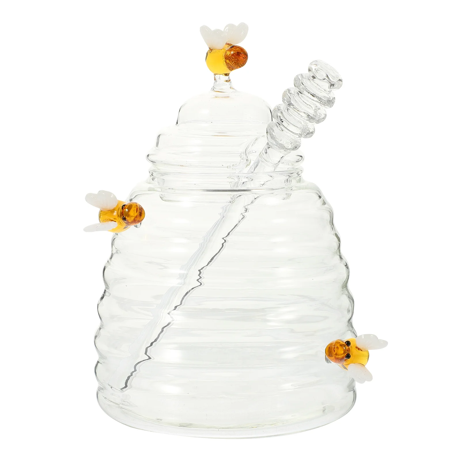 

Honey Jar Glass Pot Jars Dipper Storage Dispenser Lid Containers Syrup Bottle Jam Beehive Empty Container Lids Crystal Sugar