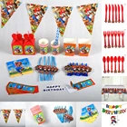 Super Mario Bros принадлежности для тематической вечеринки детские украшения для дня рождения одноразовые нож, вилки ложки чашки тарелки детские игрушки