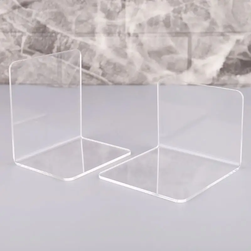 

2Pcs Clear Acrylic Bookends L-shaped Desk Organizer Desktop Book Holder School Stationery Office Accessories Dropshipping