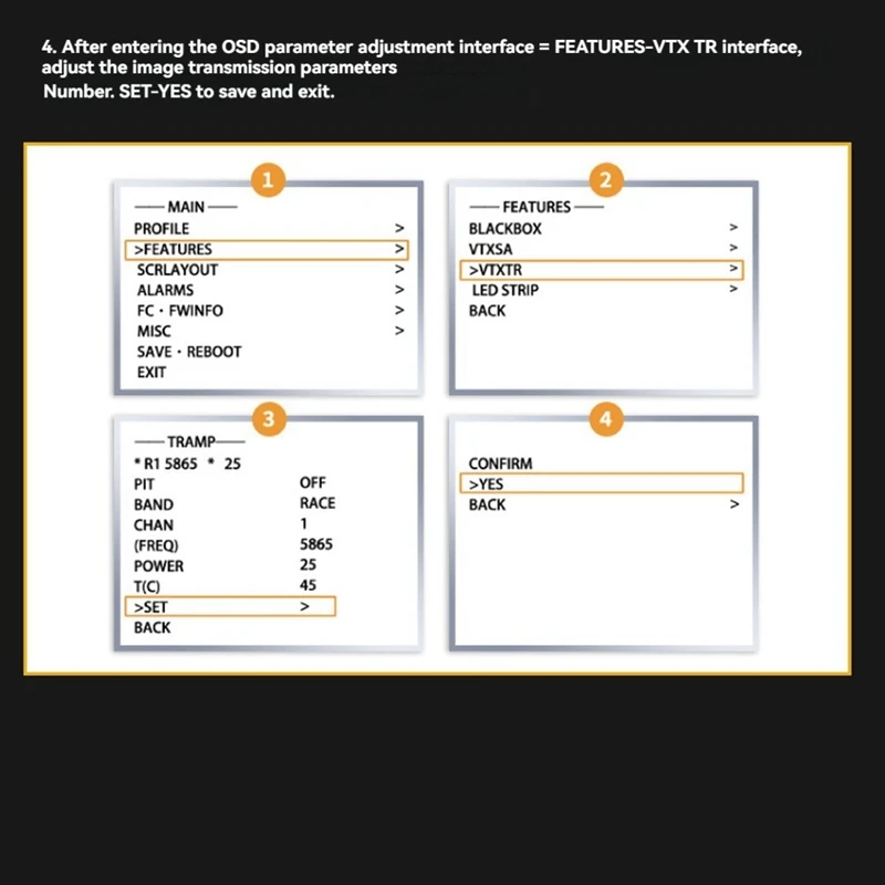 Для видеопередатчика Pandarc VT5804HV MAX 5 8G 1W VTX 40CH FPV регулируемые параметры OSD NTSC/PAL для