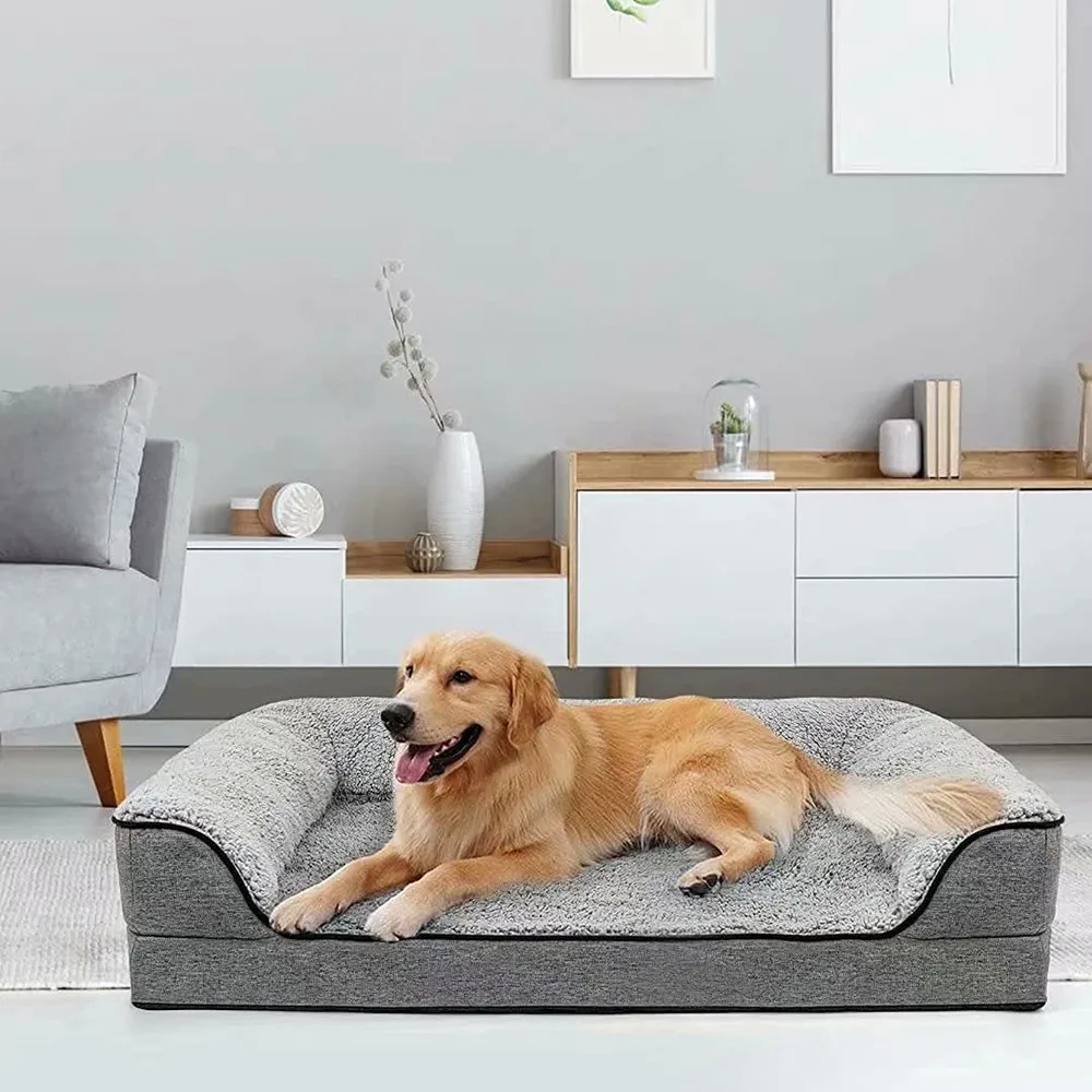 

Orthopedic Memory Foam Dog Bed Waterproof Non-Slip Pet Sofa Washable Dog Bed with Removable Cover and Waterproof Padding