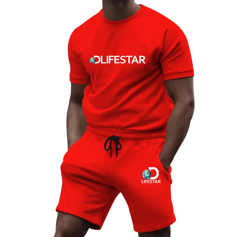 Summer Men's Sportswear Brand Fitness Sets Running Clothes Casual Suit T-shirt + Shorts Breathable 2-Piece Tracksuit Men Clothin