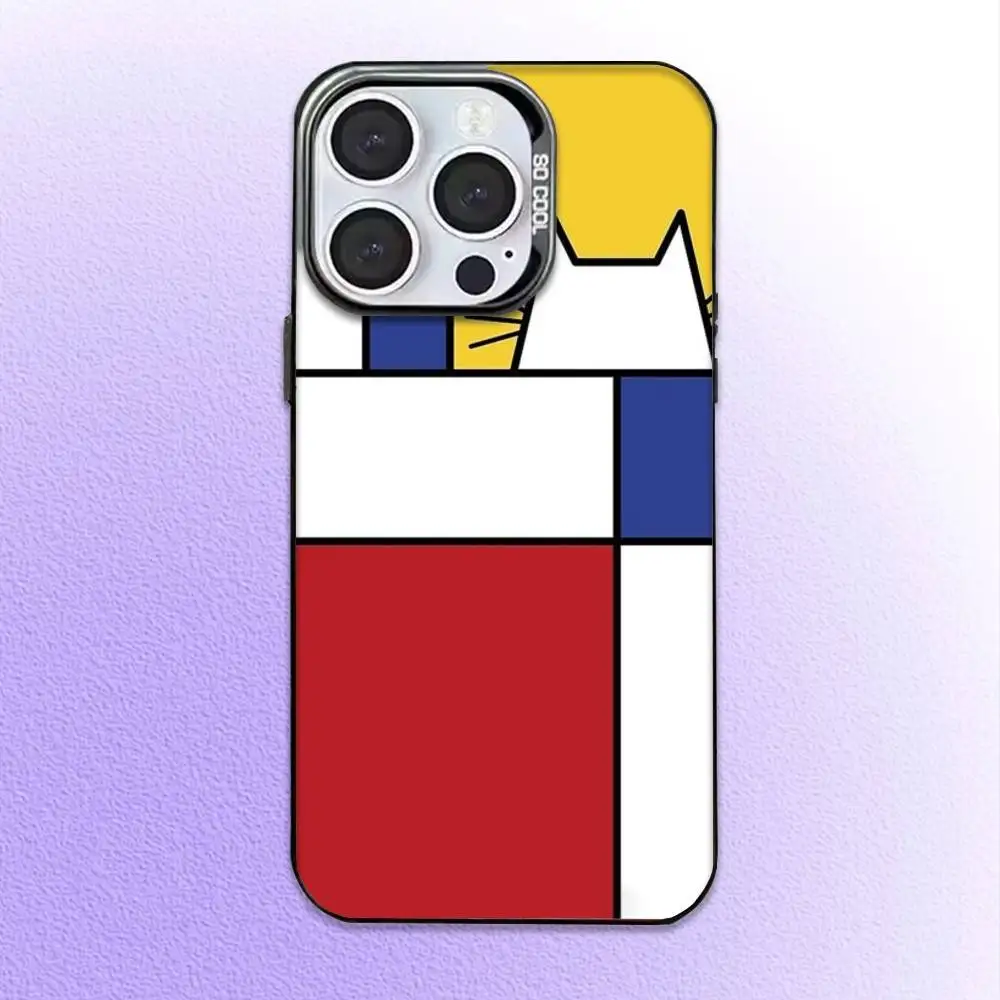 Чехол для телефона Abstract P-Piet Mondrian для iPhone 17,16,15,14,13,12,11 Plus, Pro Max Black Candy, матовый противоударный чехол (art.: 3920d2c898e80) - 3920d2c898e80