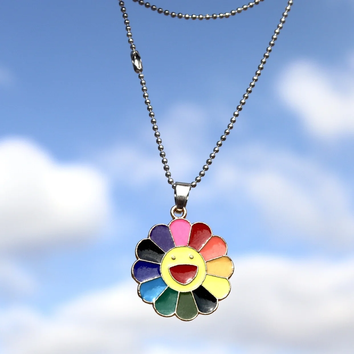 

Fashion Punk Gothic Colorful Sunflower Pendant Necklace For Women Men Choker Retro Jewelry Handmade Gift