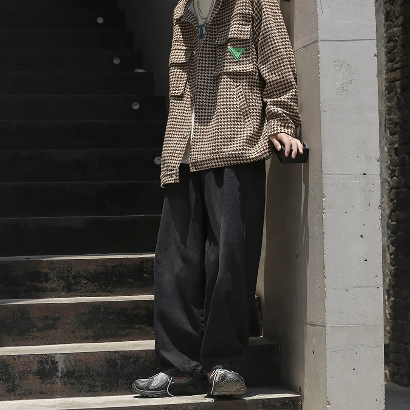 Blue Black Baggy Jeans Men Fashion Oversized Wide Leg Jeans Mens Japanese Streetwear Hip Hop Loose Straight Denim Trousers Men