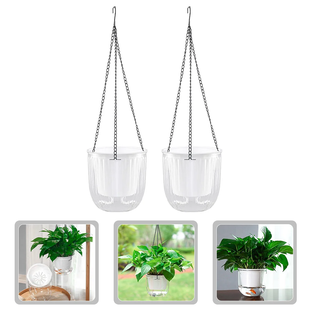 

Hanging Planter Pots Flower Pot Wall Indoor Basket Watering Self Holder Planters Baskets Succulent Hanger Railing Balcony Fence