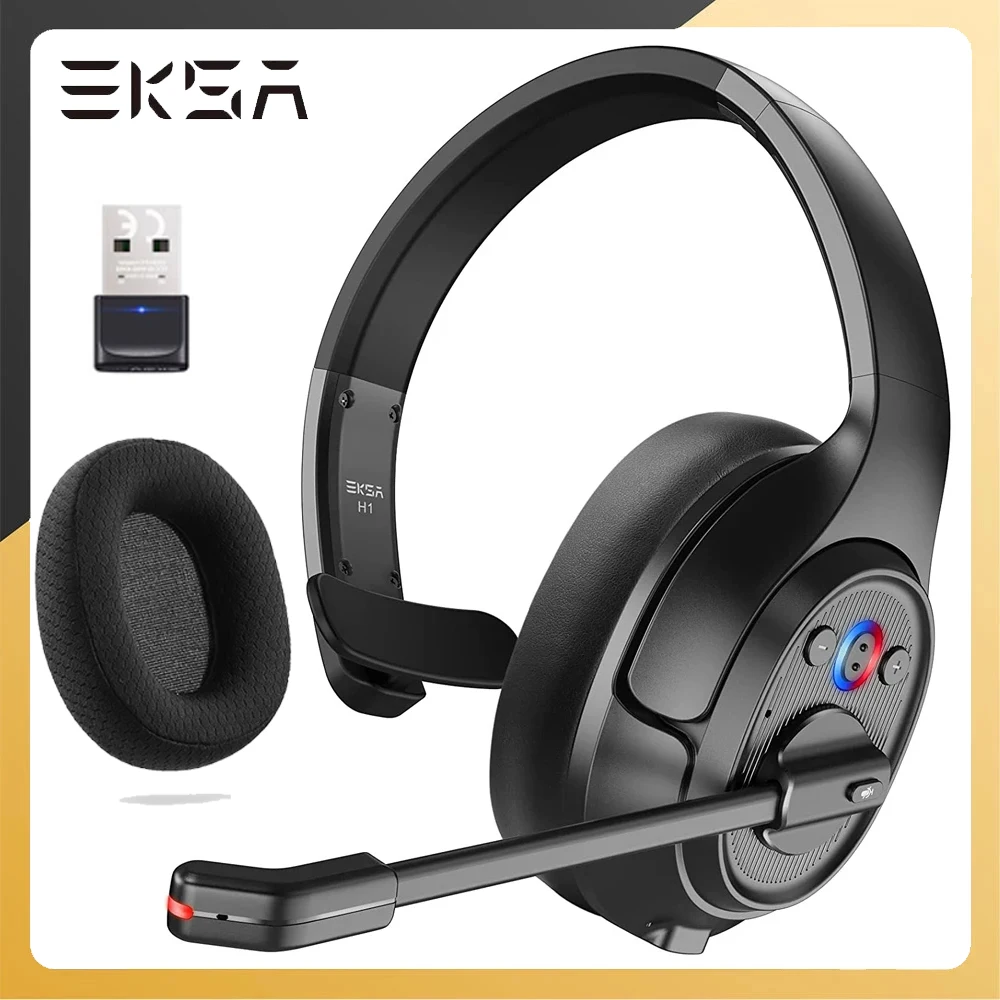 

EKSA H1 Plus Wireless Headphones With Mic Ai ENC Noise Cancelling Bluetooth Office Headset For Driver Trunk Call Center Skype