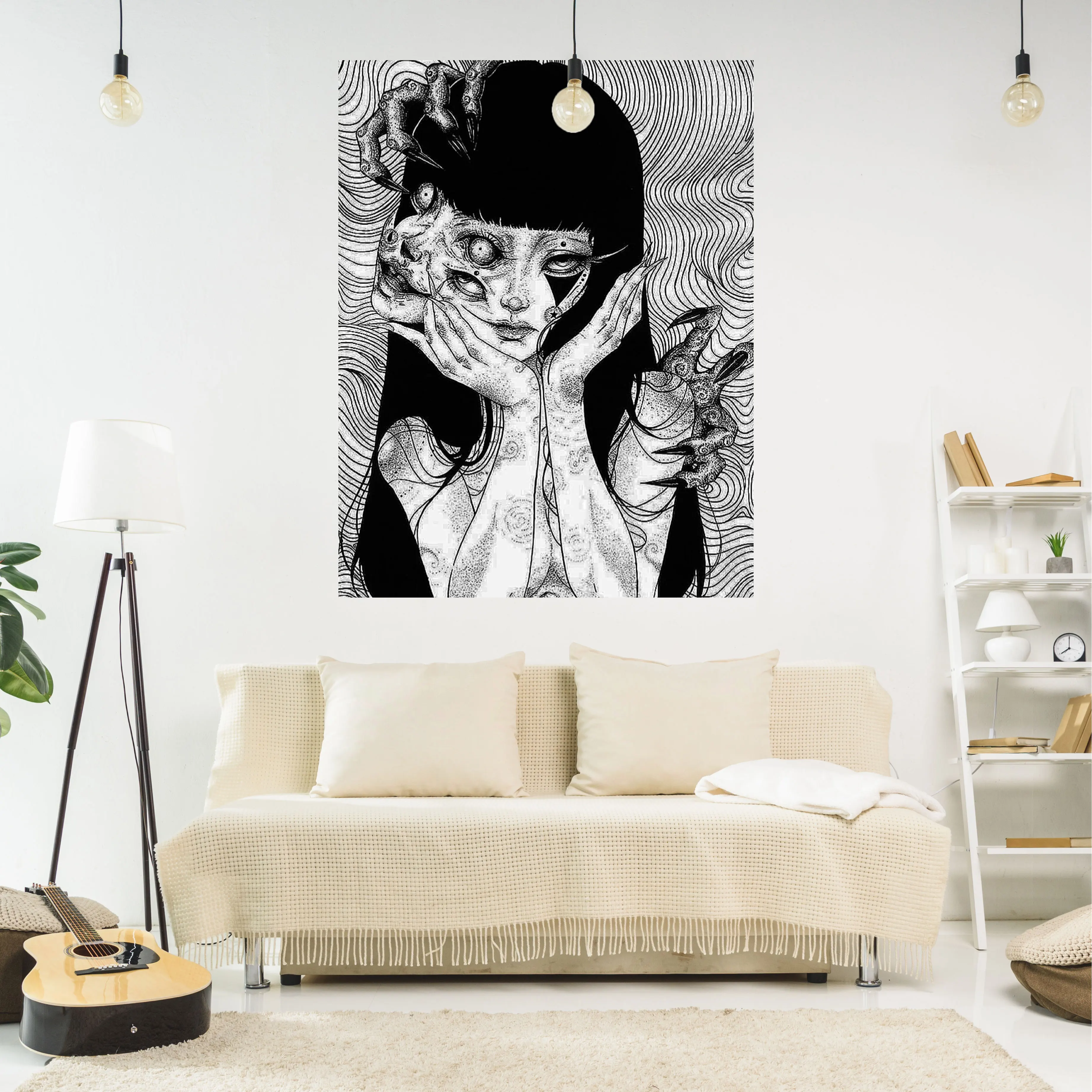 Японский ужас аниме гобелен настенный ковер таинственный Мультфильм