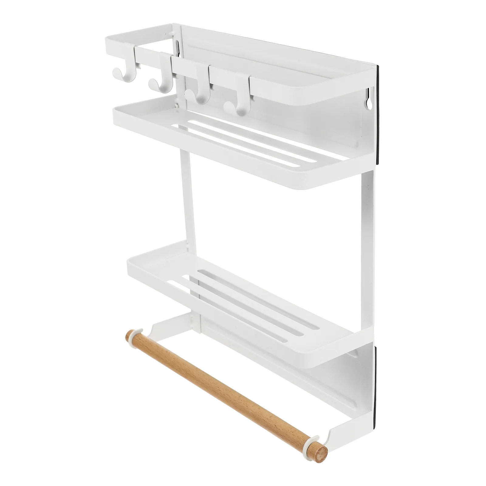 

1 pc Kitchen Storage Rack Refrigerator Iron Multifunction Magnetic Shelf Holder with Hooks for Snacks