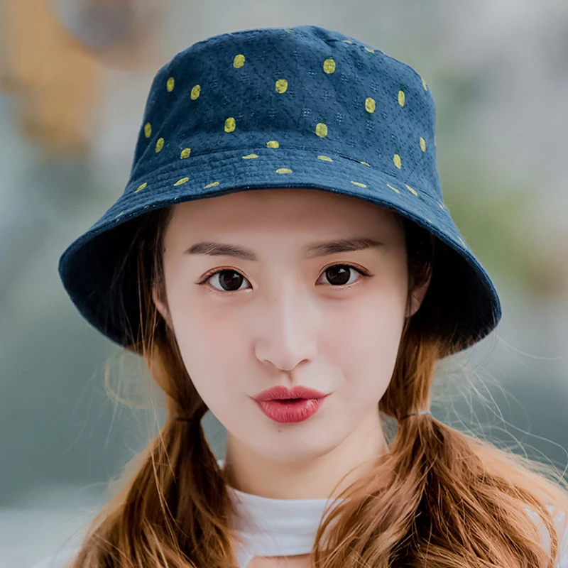 

Fashion Pineapple fisherman hat Bucket female Shading Protection big eaves and art wild outdoor outing sunbath hat